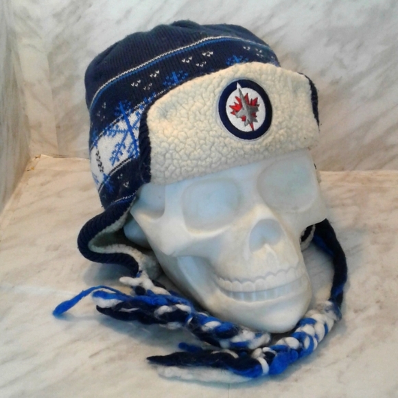 Winnipeg Jets NHL Reebok Aviator sherpa Trooper Winter Hat Beanie Cap dog ear - Picture 2 of 4